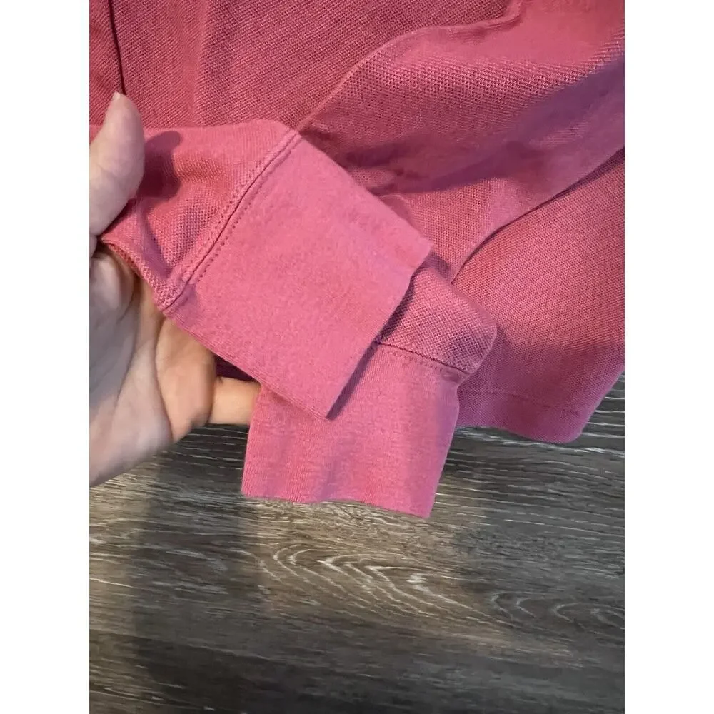 Ralph Lauren Polo Girl kids Top Medium Pink Polo Shirt Logo Long Sleeve Great